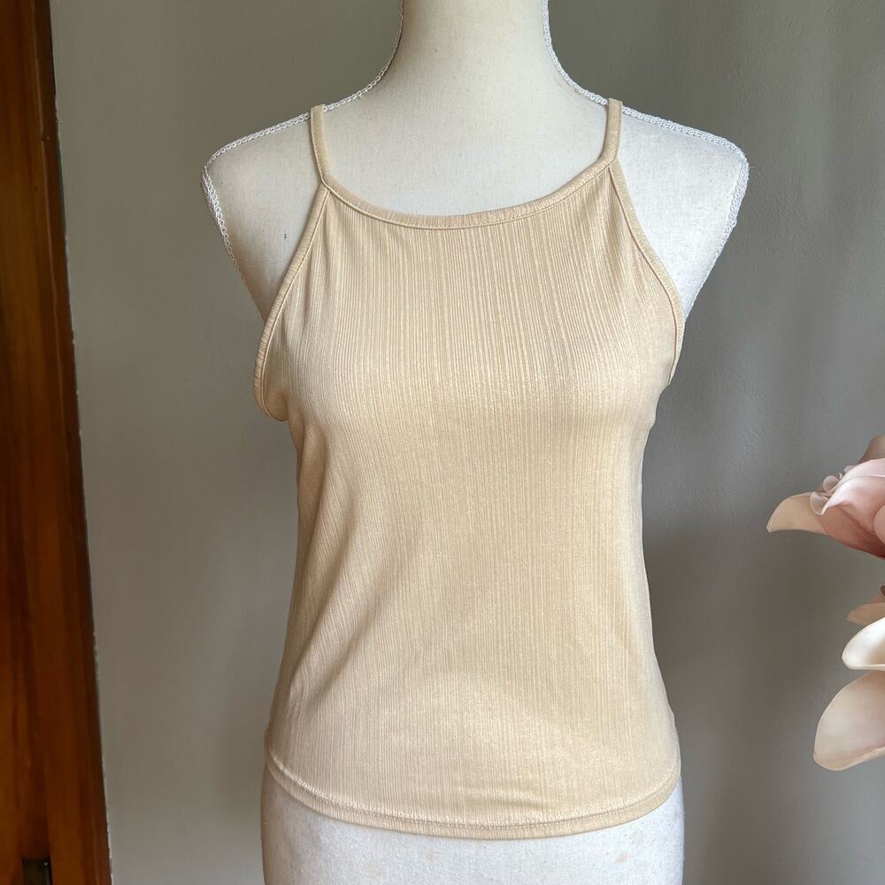 Caution to the Wind Metallic Gold Crop Top Women's Size Medium EUC